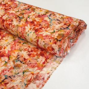 Viskóza RAYON POPLIN Oil painted flowers design F digital print