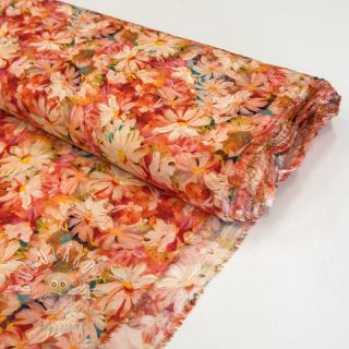 Viskóza RAYON POPLIN Oil painted flowers design F digital print