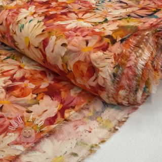 Viskóza RAYON POPLIN Oil painted flowers design F digital print