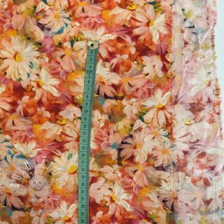 Viskóza RAYON POPLIN Oil painted flowers design F digital print
