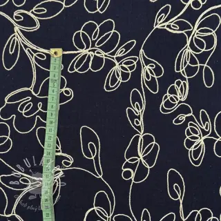 Dvojitá gázovina/mušelín EMBROIDERY Climbing flowers navy