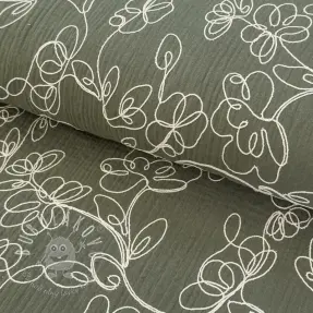 Dvojitá gázovina/mušelín EMBROIDERY Climbing flowers pickle