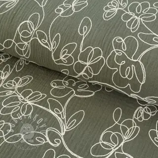 Dvojitá gázovina/mušelín EMBROIDERY Climbing flowers pickle