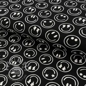 Úplet Happy faces black digital print