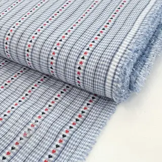 Bavlnená látka JACQUARD Hearts light blue