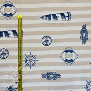 Dekoračná látka premium Lighthouse anchor stripe