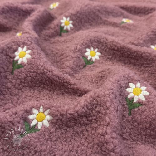 Kabátovina TEDDY EMBROIDERY Flowers old pink