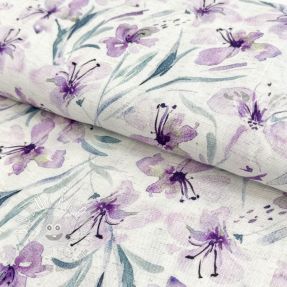 Viskóza s ľanom Natural Lin Laurel purple digital print