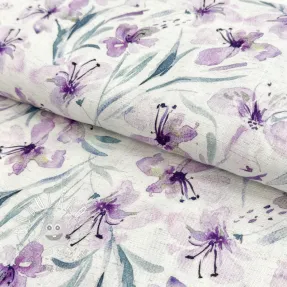 Viskóza s ľanom Natural Lin Laurel purple digital print