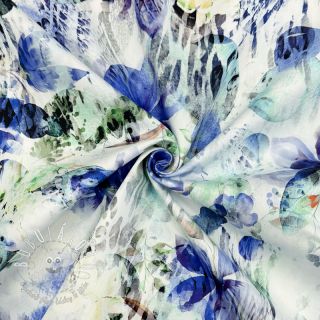 Bavlnená látka SATIN Maui blue digital print