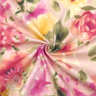 Bavlnená látka SATIN Kauai pink digital print