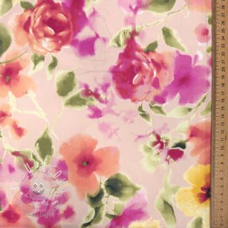 Bavlnená látka SATIN Kauai pink digital print