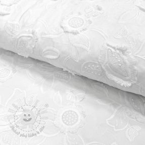 Bavlnená látka EMBROIDERY Catchy Swingy white