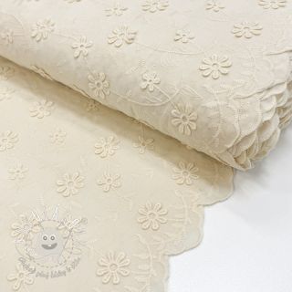 Bavlnená látka EMBROIDERY Catchy daisy ecru
