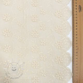 Bavlnená látka EMBROIDERY Catchy daisy ecru