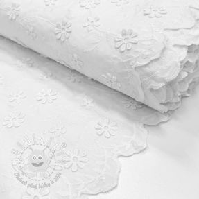 Bavlnená látka EMBROIDERY Catchy daisy white