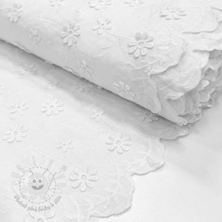 Bavlnená látka EMBROIDERY Catchy daisy white