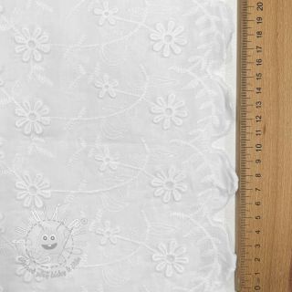 Bavlnená látka EMBROIDERY Catchy daisy white