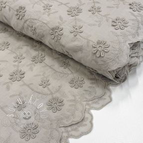 Bavlnená látka EMBROIDERY Catchy daisy beige