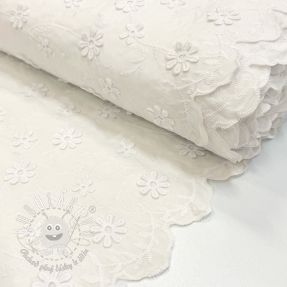 Bavlnená látka EMBROIDERY Catchy daisy off white