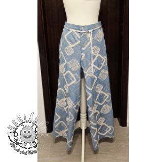 Bavlnená látka JEANS EMBROIDERY Square light blue