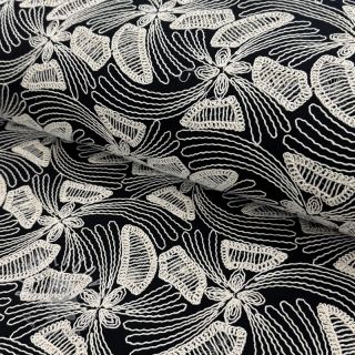 Bavlnená látka EMBROIDERY Amia black