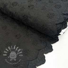 Bavlnená látka EMBROIDERY Catchy daisy black