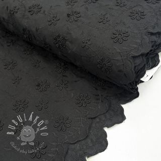 Bavlnená látka EMBROIDERY Catchy daisy black