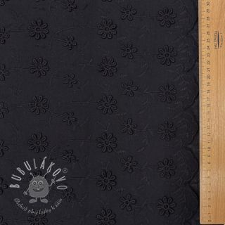 Bavlnená látka EMBROIDERY Catchy daisy black