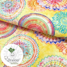 Dekoračná látka s teflonovou úpravou MANDALA WATERCOLOUR YELLOW
