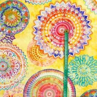 Dekoračná látka s teflonovou úpravou MANDALA WATERCOLOUR YELLOW