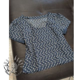 Bavlnená látka JEANS Embroidery dark blue