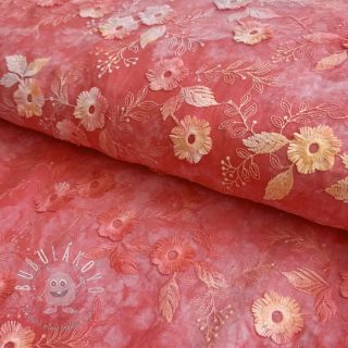 Bavlnená látka TIE DYE EMBROIDERY Poppy design K