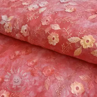 Bavlnená látka TIE DYE EMBROIDERY Poppy design K
