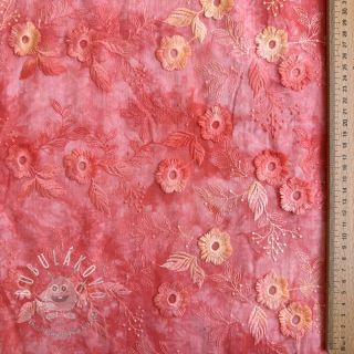 Bavlnená látka TIE DYE EMBROIDERY Poppy design K