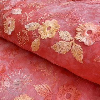 Bavlnená látka TIE DYE EMBROIDERY Poppy design K