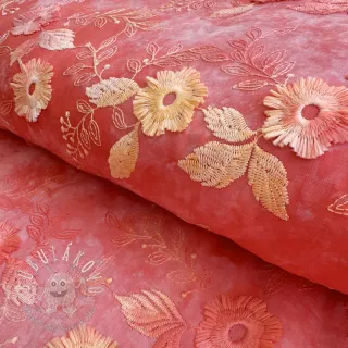 Bavlnená látka TIE DYE EMBROIDERY Poppy design K