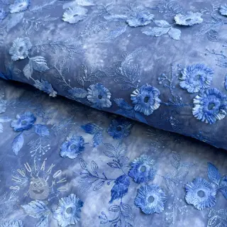 Bavlnená látka TIE DYE EMBROIDERY Poppy design L
