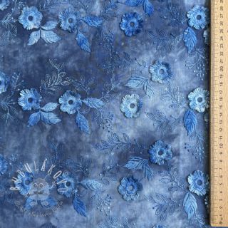 Bavlnená látka TIE DYE EMBROIDERY Poppy design L