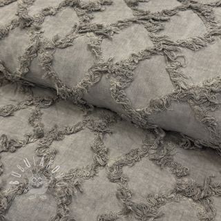 Bavlnená látka s ľanom Vintage Fringe Diamonds grey