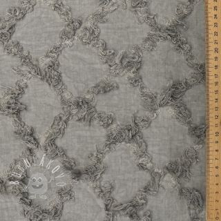 Bavlnená látka s ľanom Vintage Fringe Diamonds grey