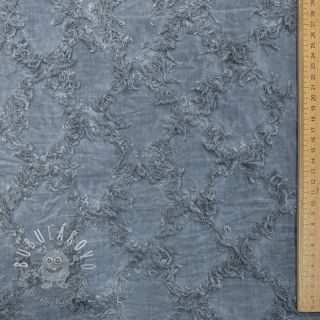 Bavlnená látka s ľanom Vintage Fringe Diamonds blue
