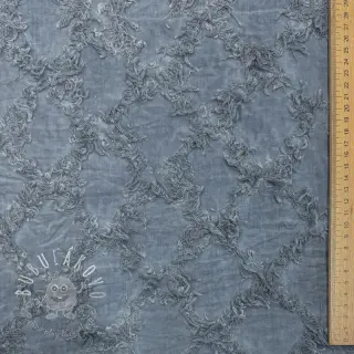 Bavlnená látka s ľanom Vintage Fringe Diamonds blue