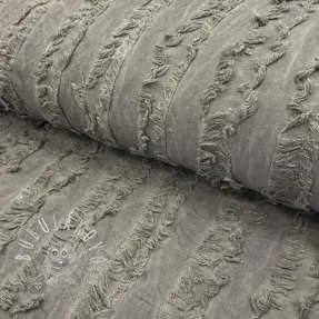 Bavlnená látka s ľanom Vintage Fringe Stripe grey