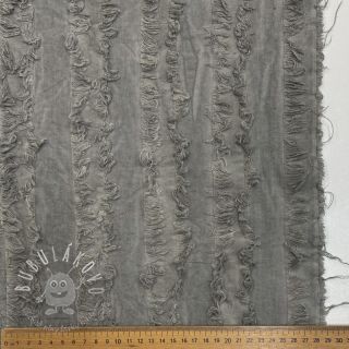 Bavlnená látka s ľanom Vintage Fringe Stripe grey