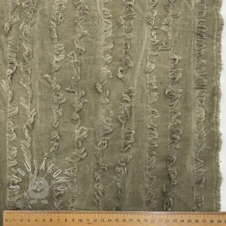 Bavlnená látka s ľanom Vintage Fringe Stripe army