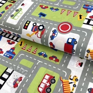 Bavlnená látka Cars on the road design C