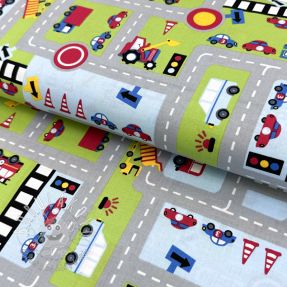 Bavlnená látka Cars on the road design A