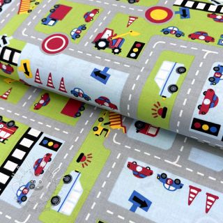 Bavlnená látka Cars on the road design A