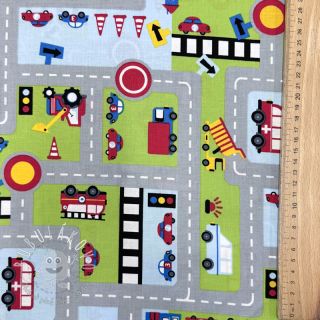 Bavlnená látka Cars on the road design A